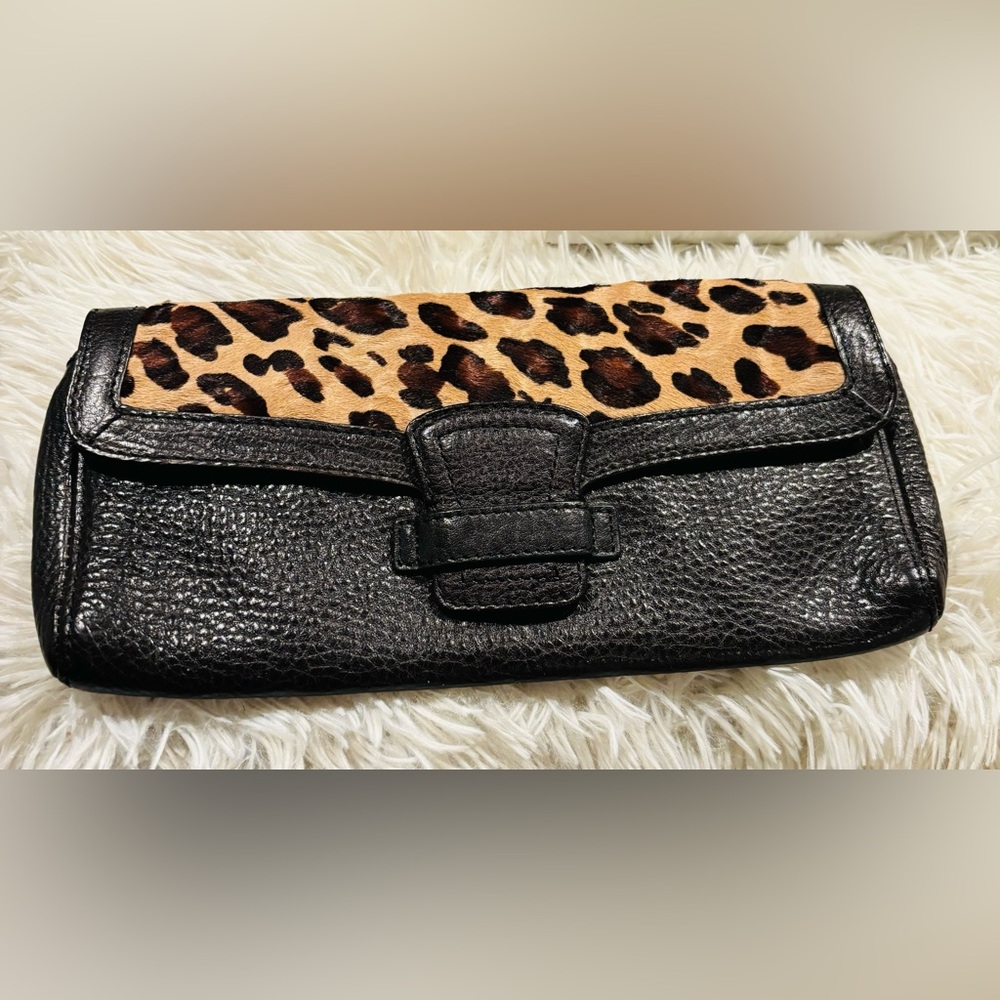 Banana Republic Leopard Print and Brown Leather Women's Clutch